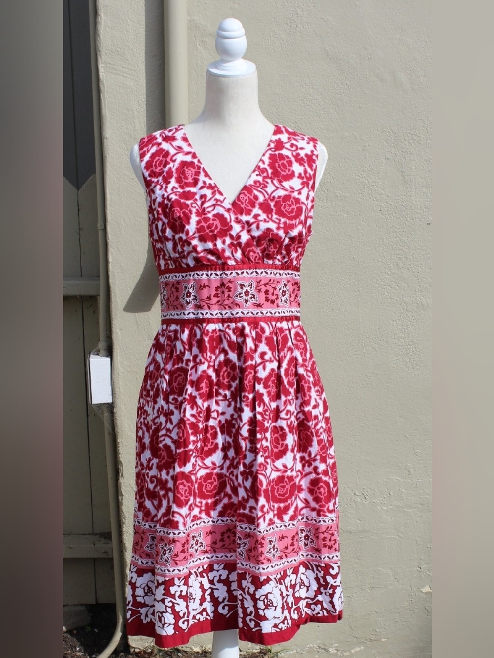 Chadwicks Pink and White Floral Summer Dress, Lined- Size 16